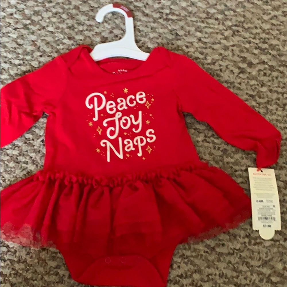 Peace joy and naps ruffled onesie